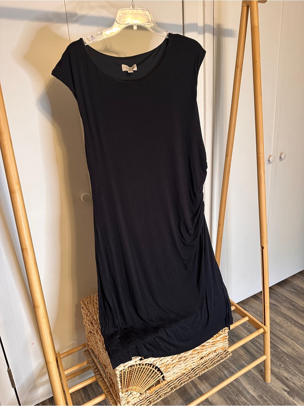 LOFT Black Sleeveless Ruched Side Dress xl